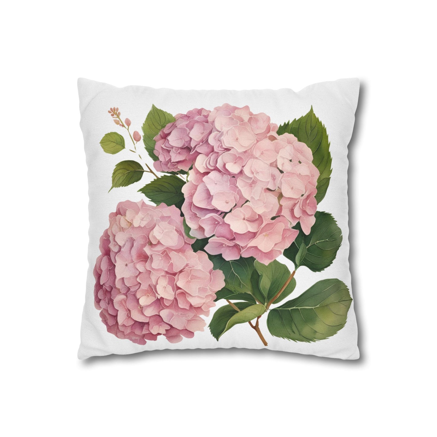 Tri Blushing Pink Floral Hydrangea Square Pillowcase - Cozy Home Decor