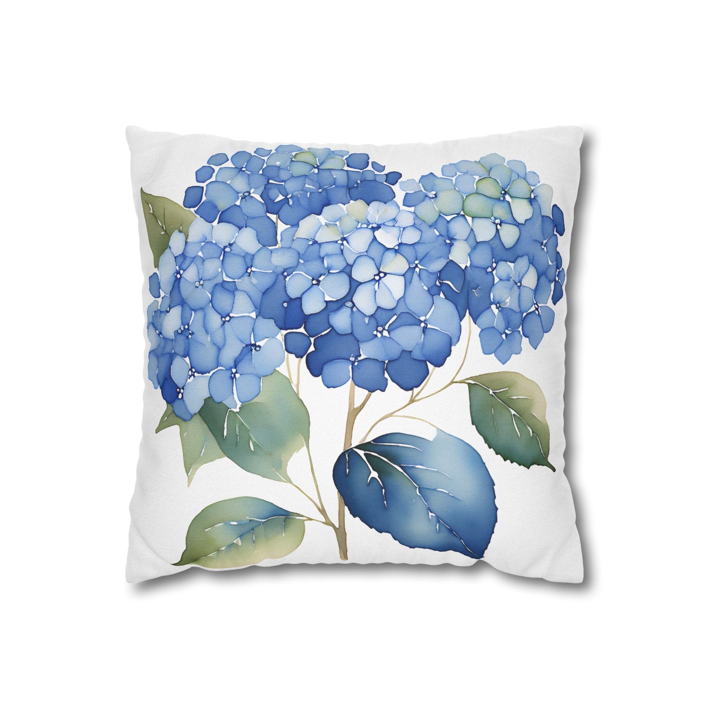 Blue Floral Hydrangea Square Pillowcase - Cozy Home Decor