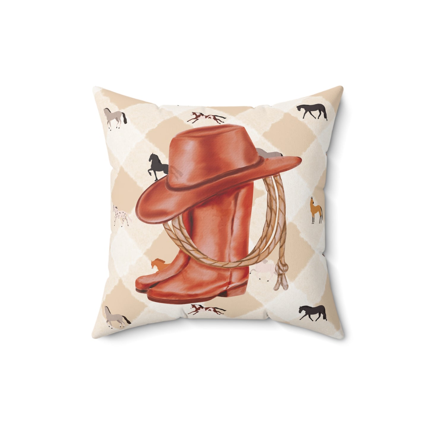 Rustic Cowgirl Square Accent Throw Pillow, Equestrian Decor, Western Home Accent, Horse Lover Gift, Farmhouse Cushion, Country Style Pillow