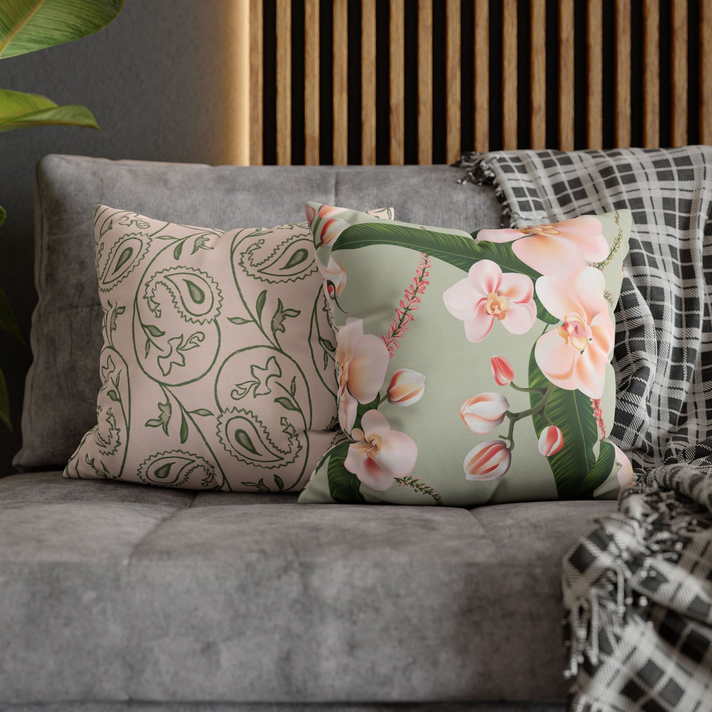 Floral Decorative Pillowcase, Elegant Home Decor, Gift for Her, Cozy Living Room Accent, Pink Orchid Design