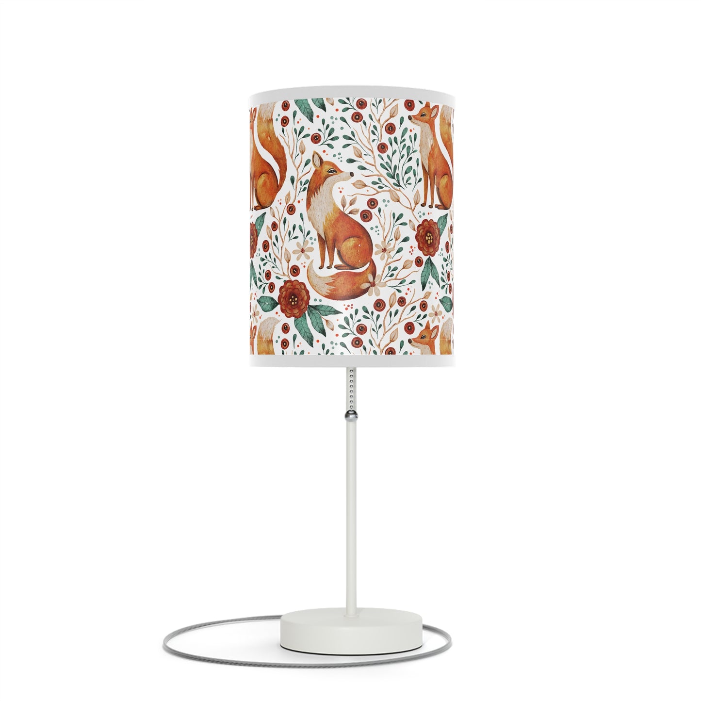 Whimsical Fox Floral Table Lamp - Stylish Decorative Lighting for Cozy Spaces - White