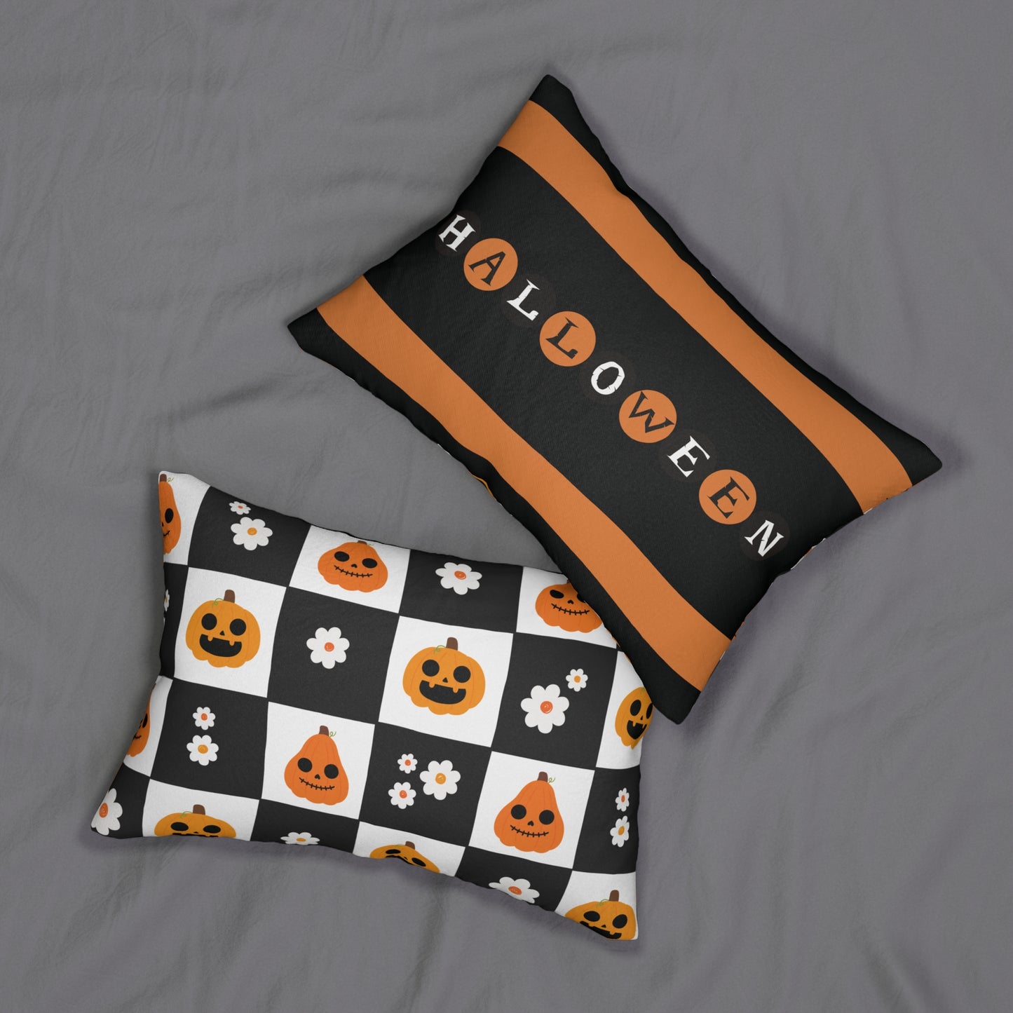 Halloween Lumbar Pillow - Spun Polyester Decorative Cushion, Pumpkin Accent, Fall Home Decor, Halloween Party, Cozy Living Room