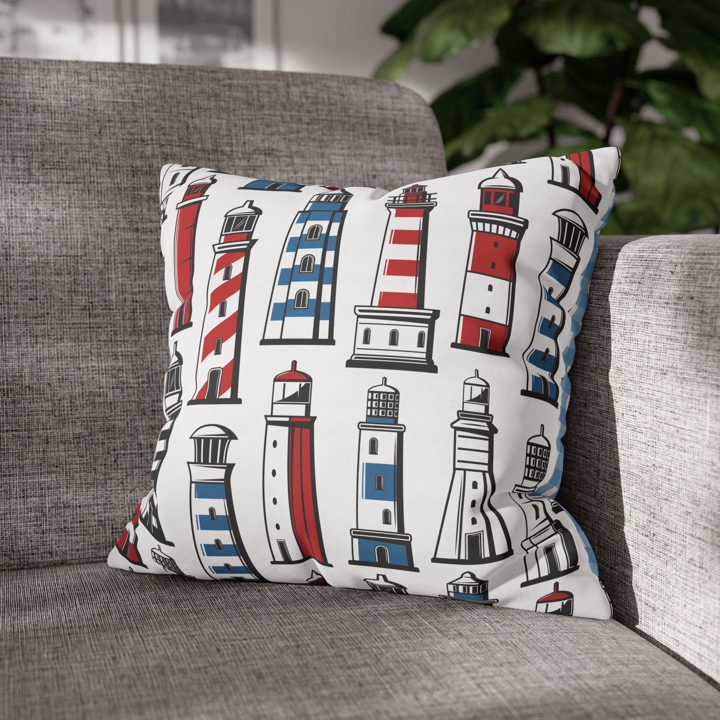 Nautical Lighthouse Pillowcase, Coastal Decor, Beach House Gift, Modern Home Accent, Summer Vibes, Vacation Theme