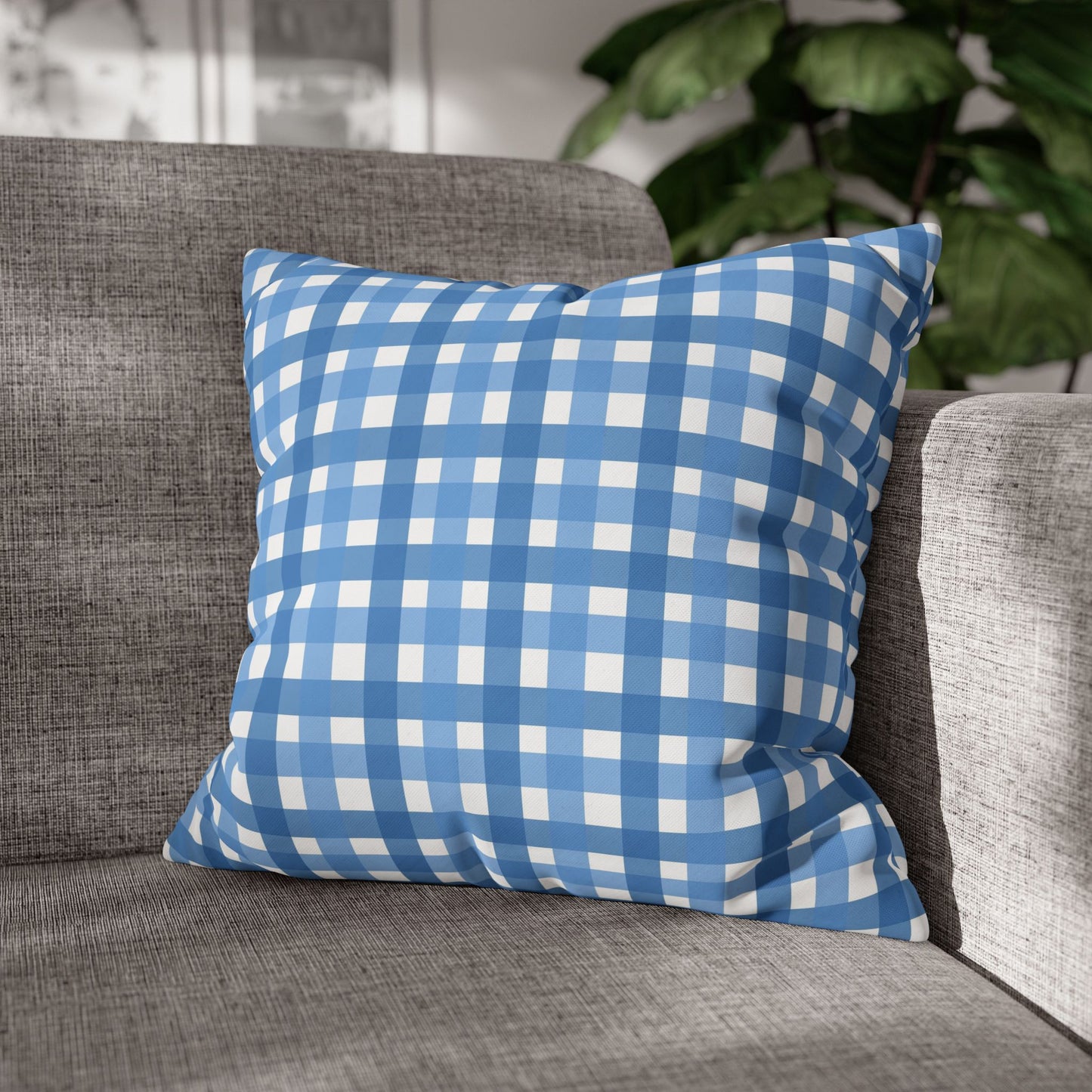 Charming Blue Gingham Pillowcase - Cozy Home Decor, Rustic Cabin Accent, Seasonal Gift, Living Room Accessory, Farmhouse Decor