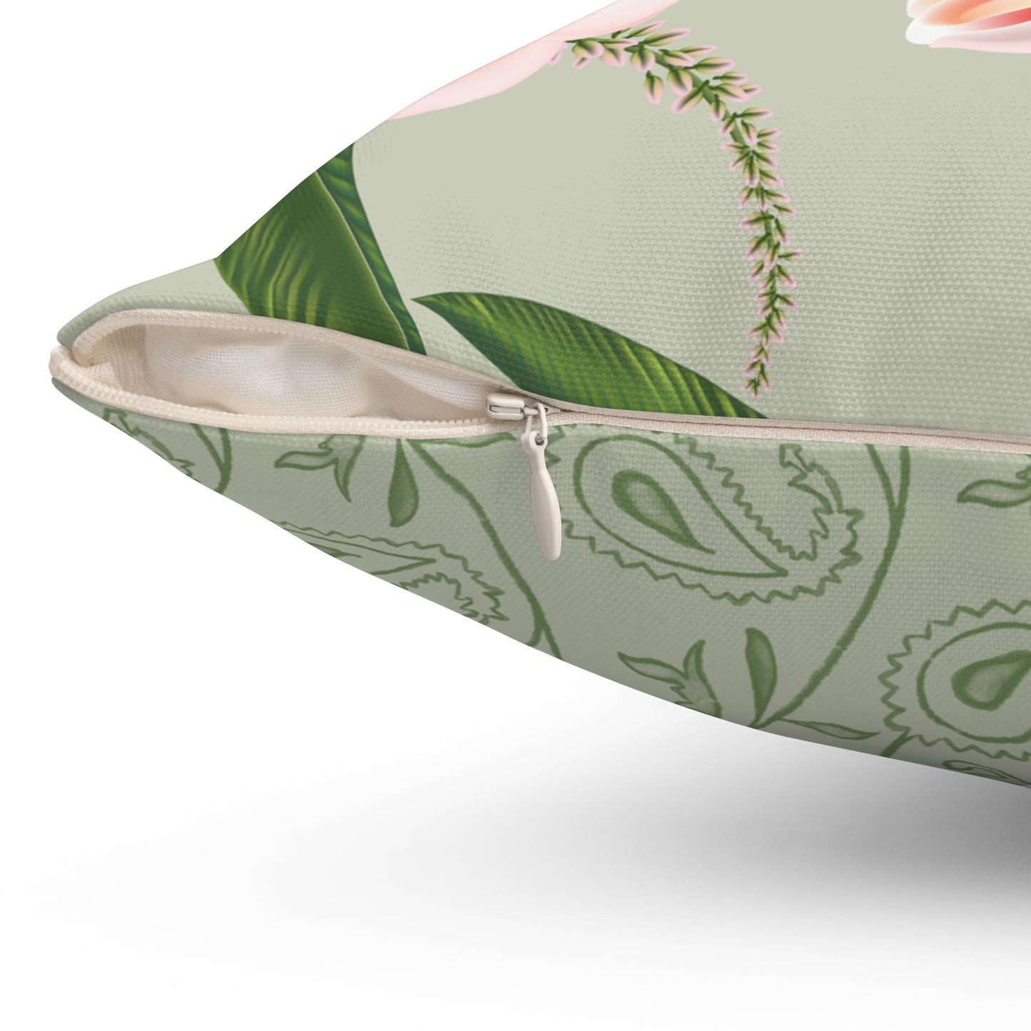 Square Throw Accent Pillow Classic Blushing Orchids & Paisley Design