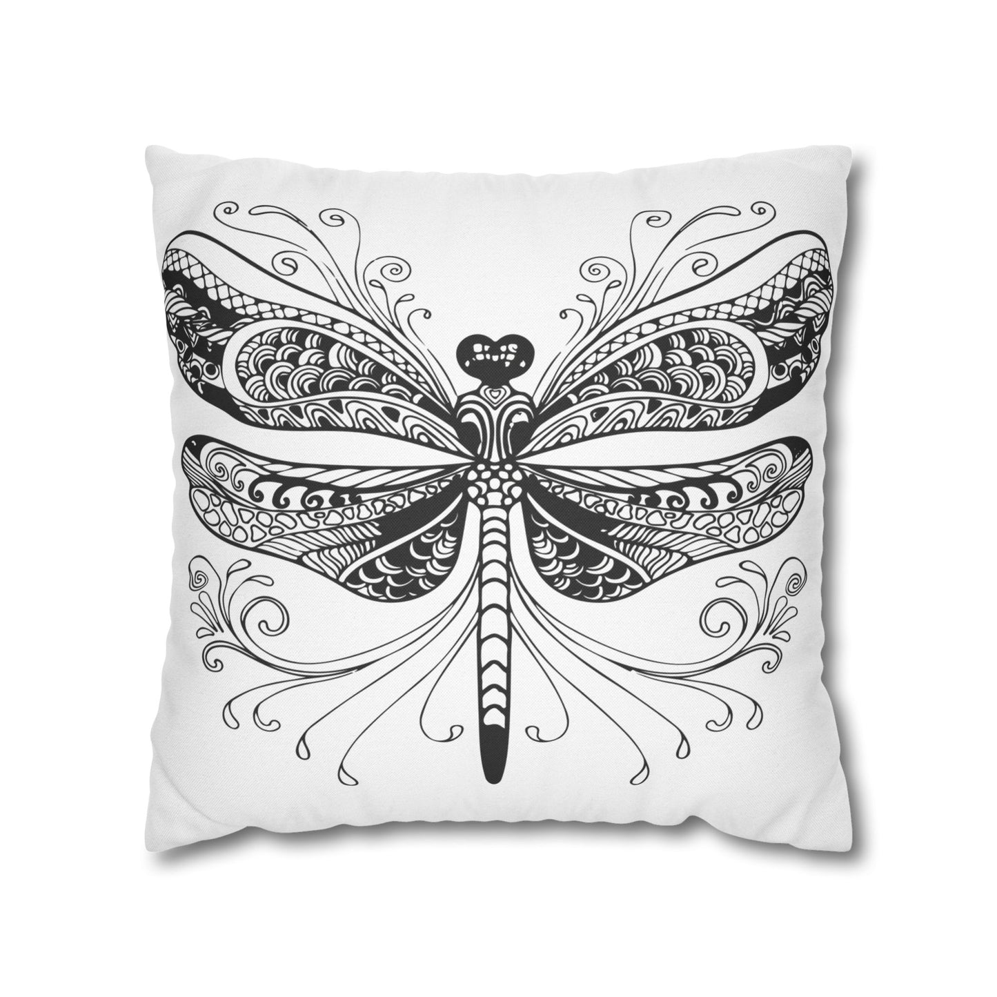 Elegant Black and White Dragonfly Pillowcase, Decorative Throw Pillow Cover, Modern Home Decor, Gift for Nature Lovers, Cozy Living Room Accent