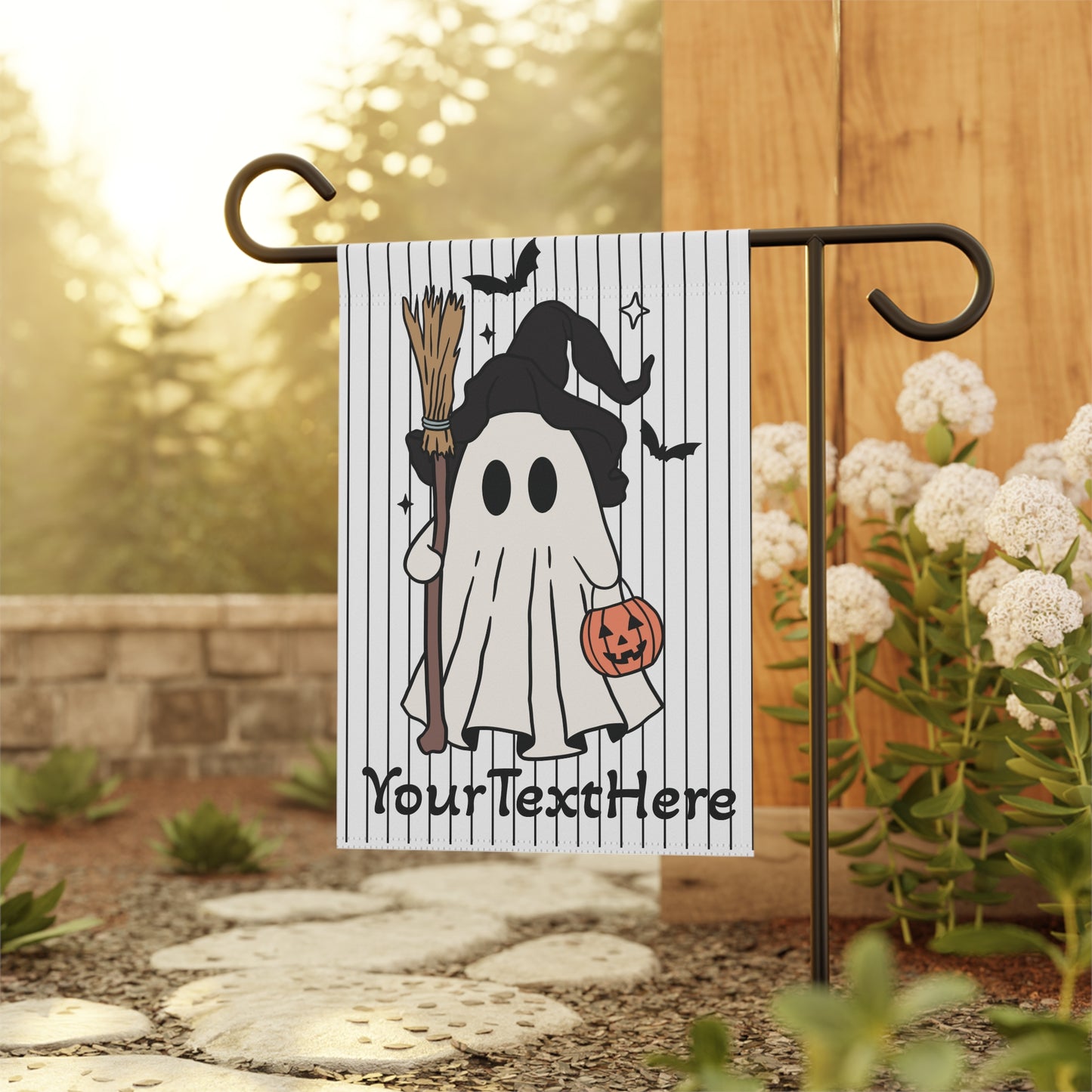Halloween Garden Banner, Personalized Halloween Decoration, Outdoor Halloween Sign, Custom Fall Yard Flag, Trick or Treat Ghost Flag