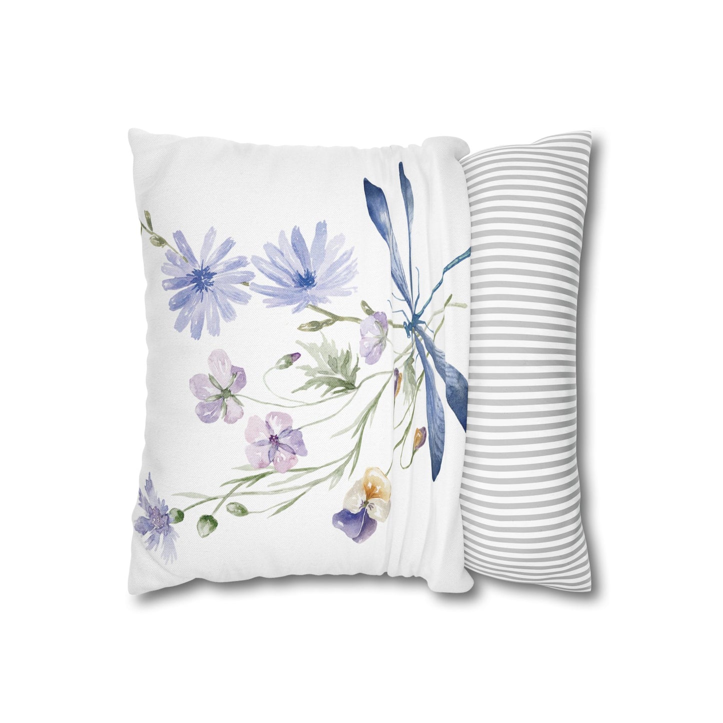 Floral Dragonfly Decorative Pillowcase | Home Décor, Gifts for Her, Couch Cushion Cover, Spring/Summer Accent, Nature Lover's Gift