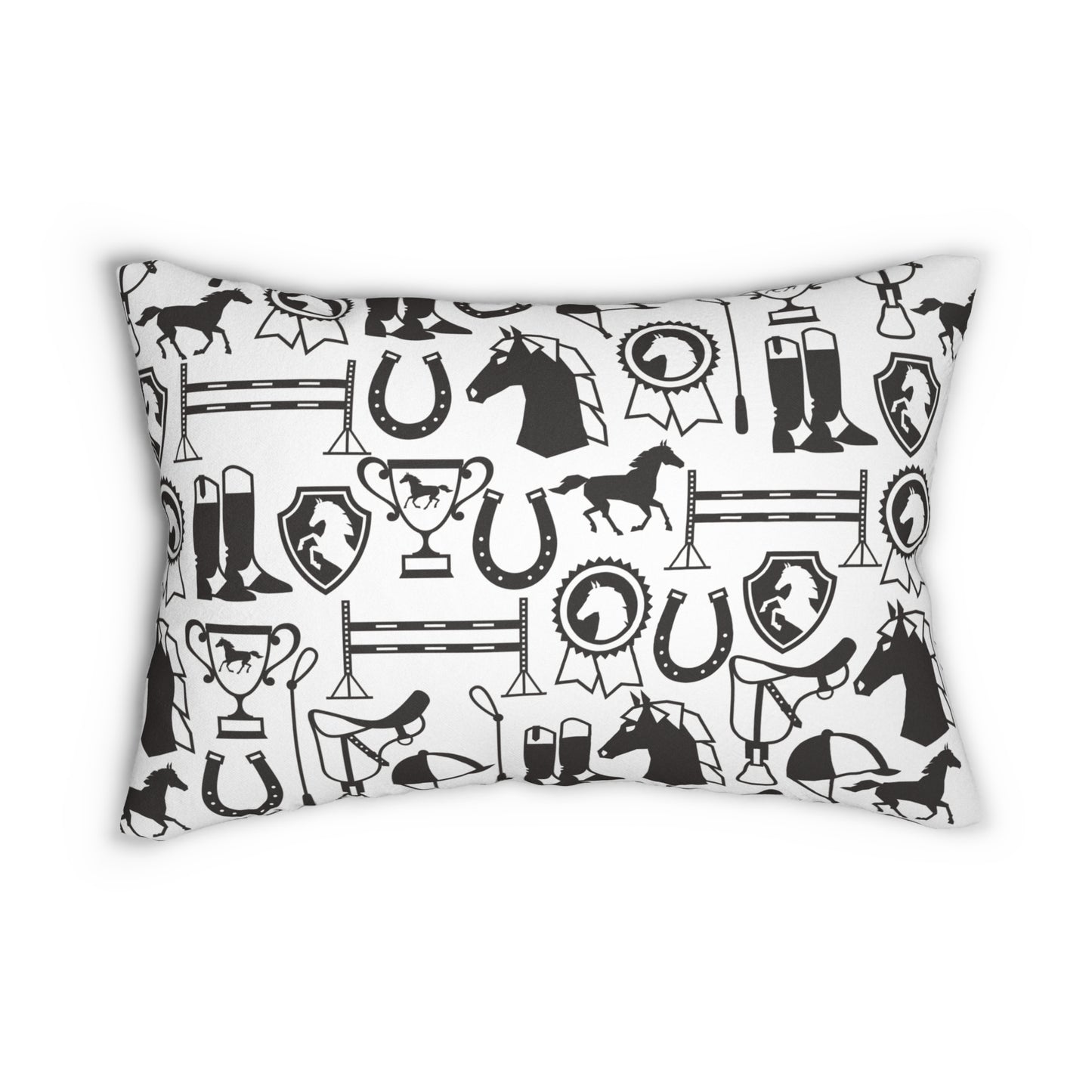 Equestrian-Themed Lumbar Pillow, Horse Lover Decor, Home Accent, Gift for Equestrians, Unique Riding Present, Farmhouse Style Cushion