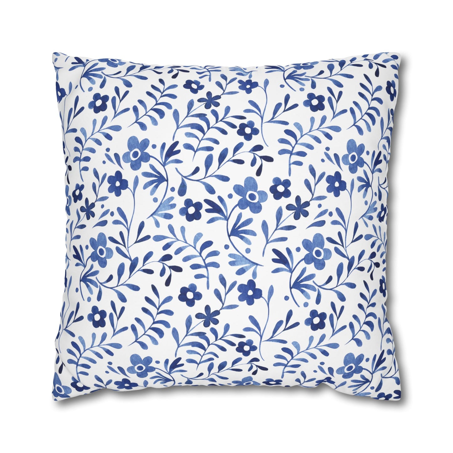 Floral Design Pillowcase - Cozy Home Decor, Decorative Cushion Cover, Blue & White Cushion, Gift for Homeowners, Floral Pillow
