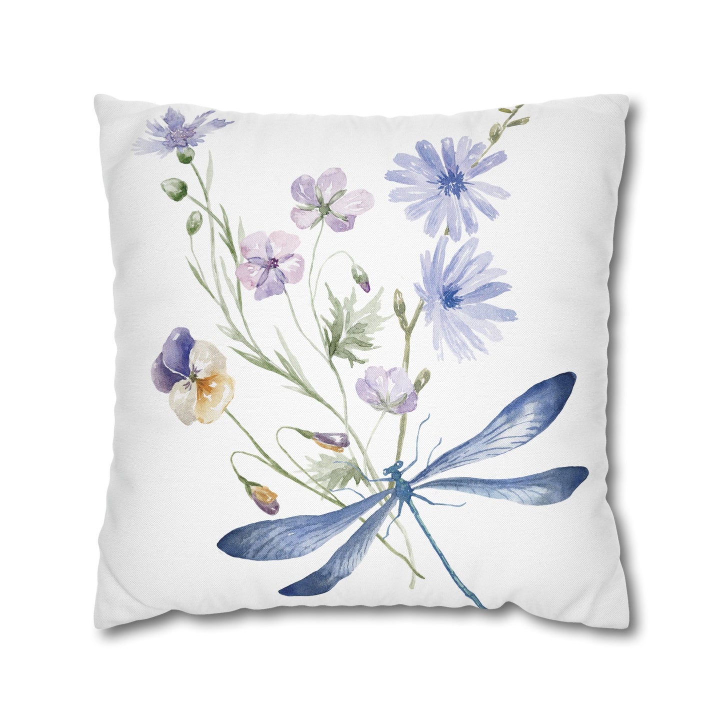 Floral Dragonfly Decorative Pillowcase | Home Décor, Gifts for Her, Couch Cushion Cover, Spring/Summer Accent, Nature Lover's Gift