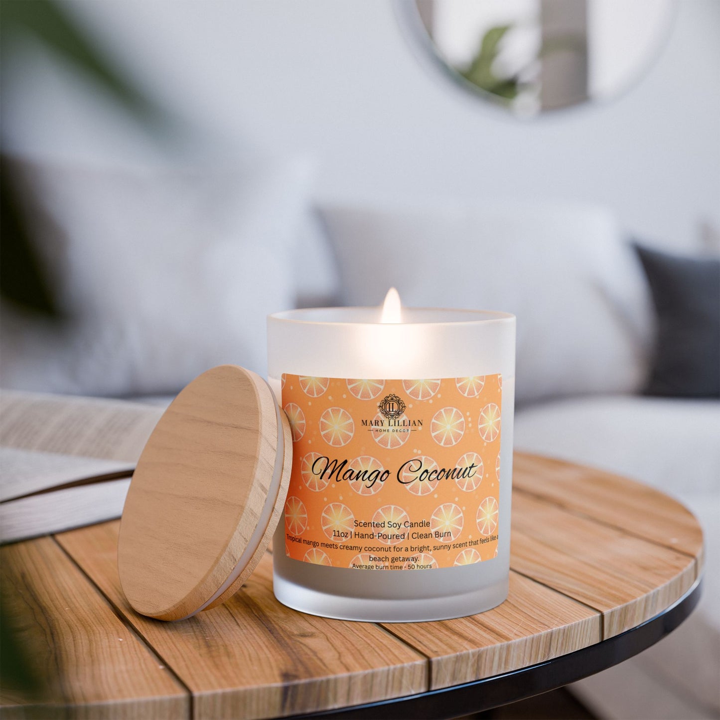 Candle Tropical Mango Coconut Scent, 11oz