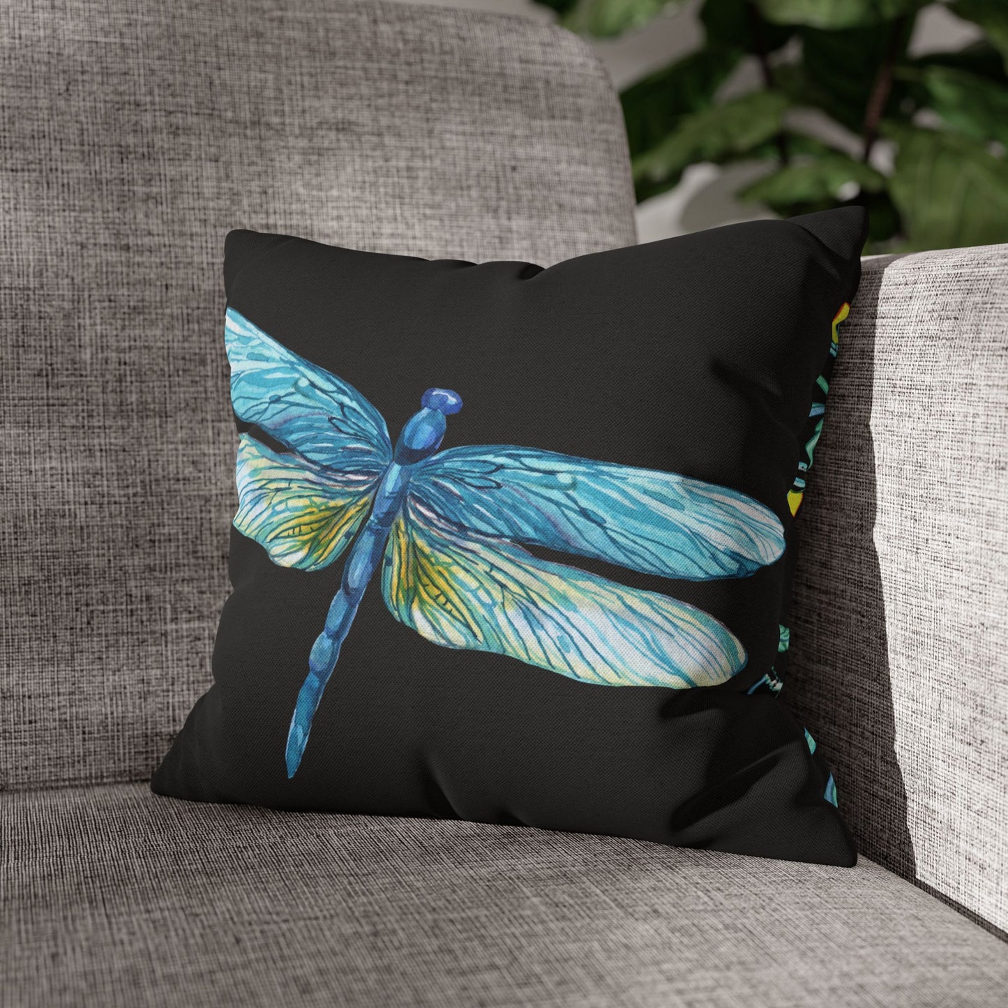 Midnight Sky and Turquoise Dragonfly Decorative Pillowcase, Home Decor, Living Room Accent, Gift for Nature Lovers, Bird Lovers, Boho Home
