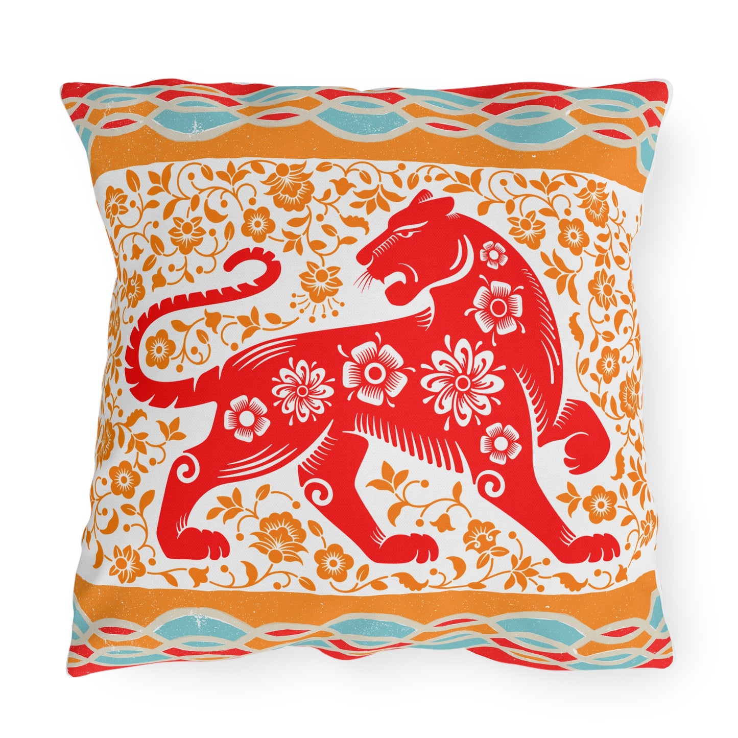 Outdoor Pillows - Vibrant Tribal Tiger Design