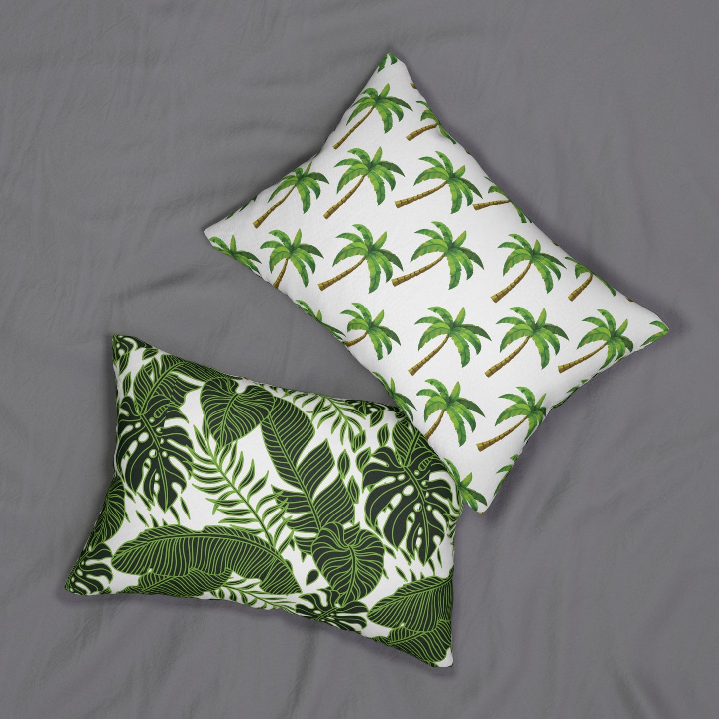 Tropical Palm Tree Lumbar Pillow, Decorative Accent Pillow, Palm Leaf Decor, Summer Home Styling, Gift for Plant Lovers