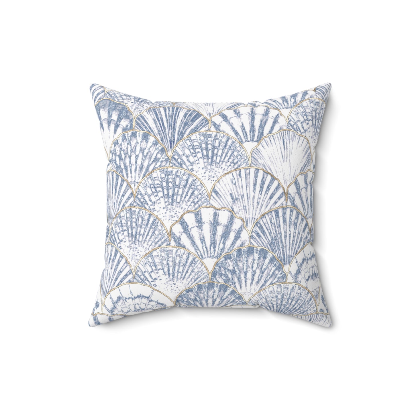 Ocean-Inspired Square Pillow, Coastal Decor, Nautical Living Room Cushion, Shell Pattern Pillow, Beach House Accent