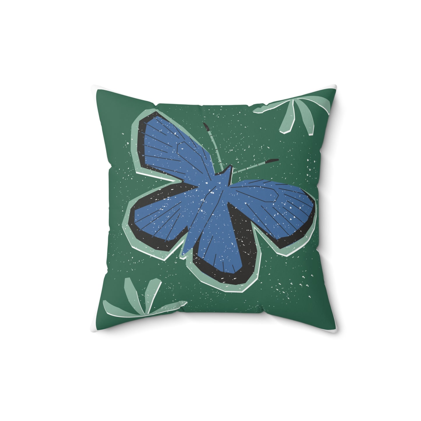 Boho Rustic Nature-Inspired Square Pillow, Decorative Cushion, Floral Home Decor, Butterfly Accent Pillow, Gift for Nature Lovers