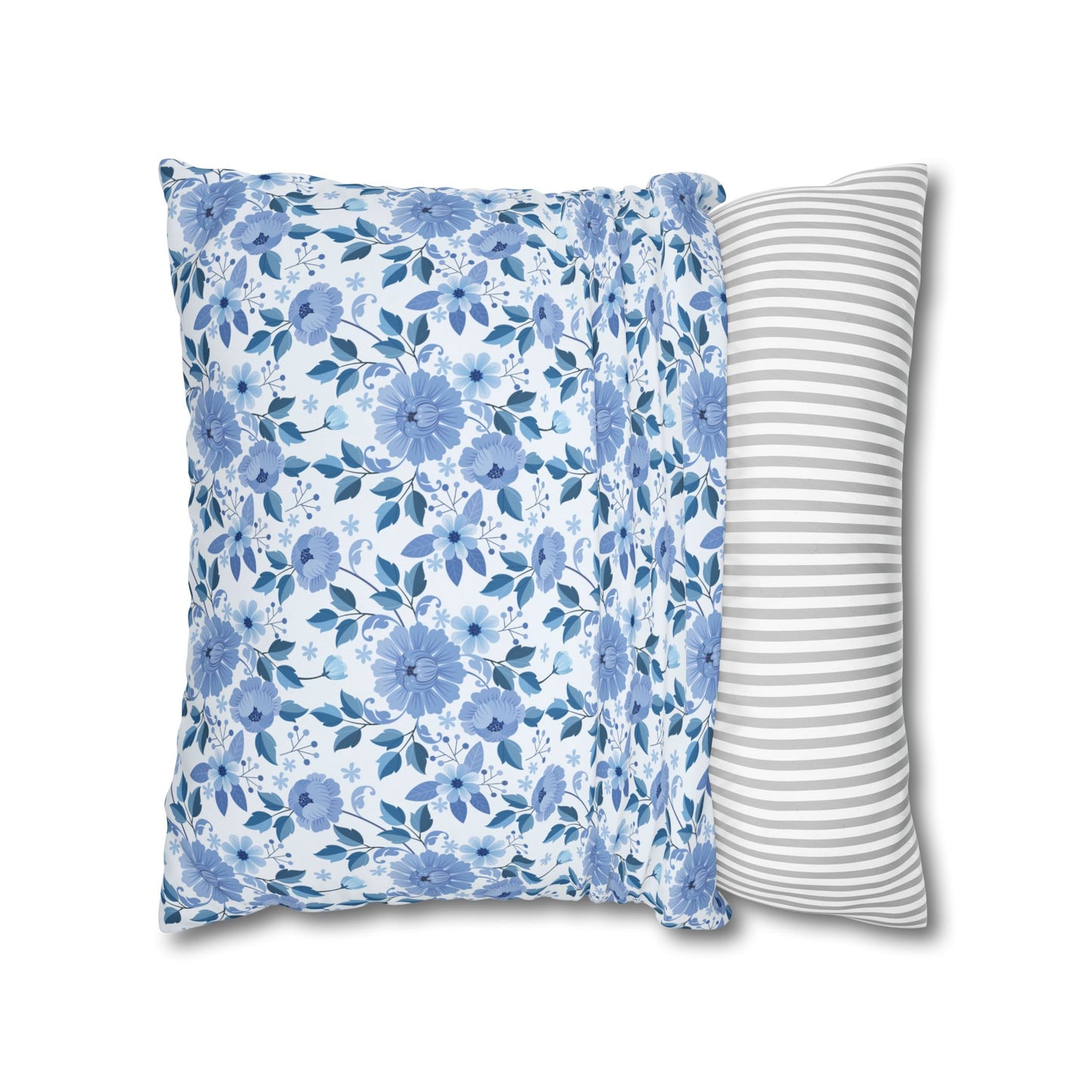 Floral Print Throw Pillowcase, Cozy Home Decor, Gift for Her, Accent Cushions, Living Room Comfort, Wedding Gift, Blue Flower Cushion