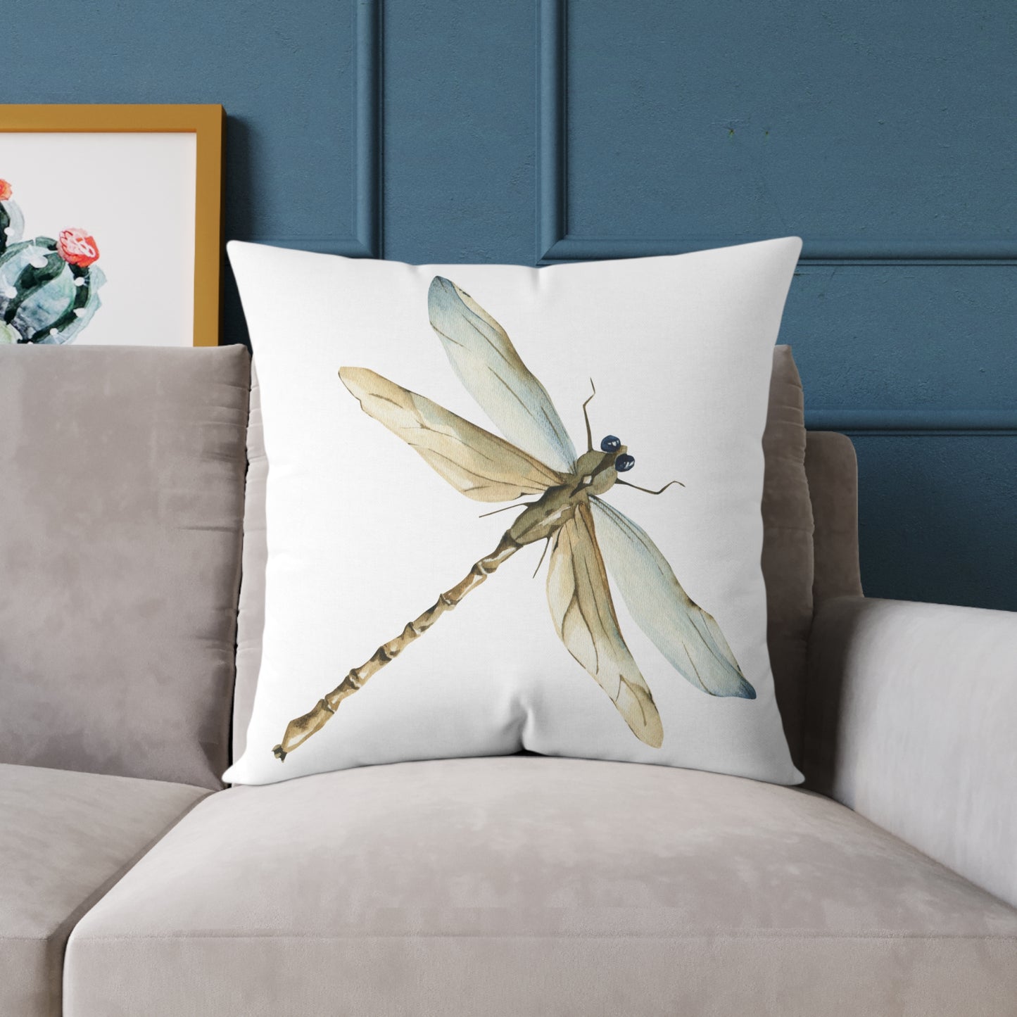 Nature-Inspired Decorative Dragonfly Pillow, Floral Cushion, Home Decor, Gift for Garden Lovers, Cozy Living Room Accent