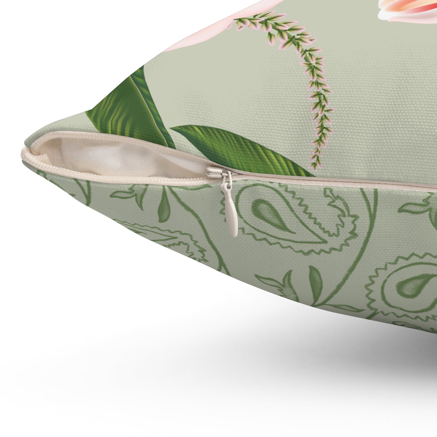 Square Throw Accent Pillow Classic Blushing Orchids & Paisley Design