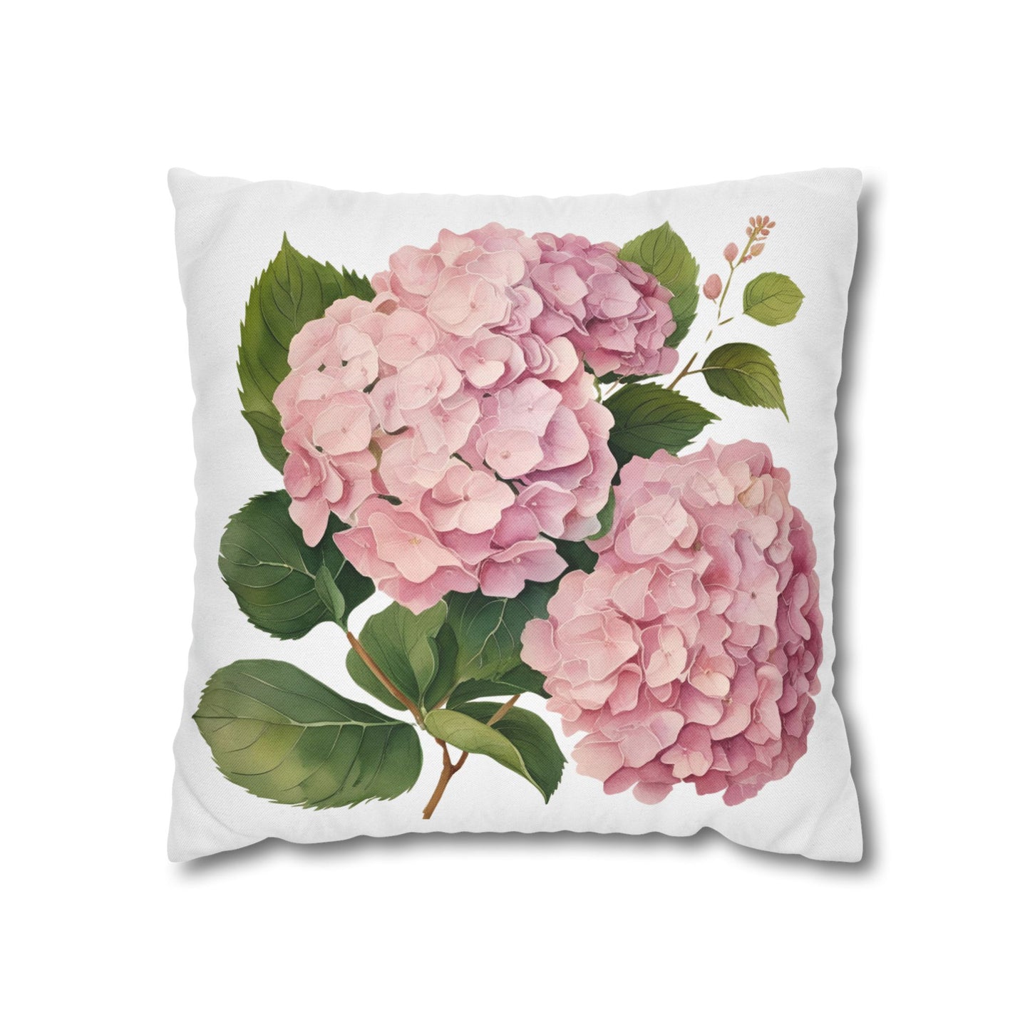 Tri Blushing Pink Floral Hydrangea Square Pillowcase - Cozy Home Decor
