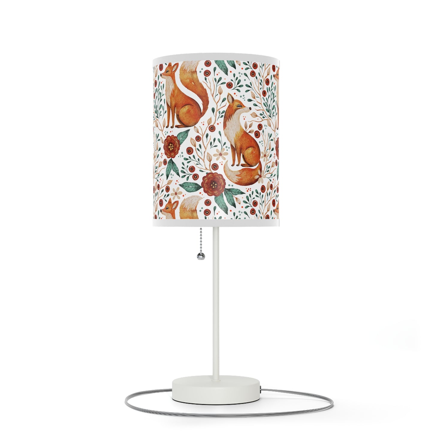 Whimsical Fox Floral Table Lamp - Stylish Decorative Lighting for Cozy Spaces - White