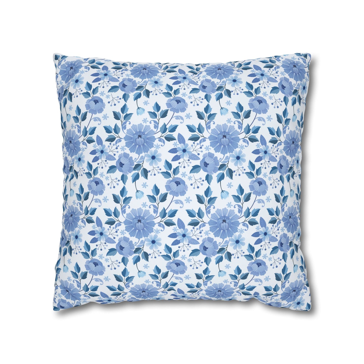 Floral Print Throw Pillowcase, Cozy Home Decor, Gift for Her, Accent Cushions, Living Room Comfort, Wedding Gift, Blue Flower Cushion