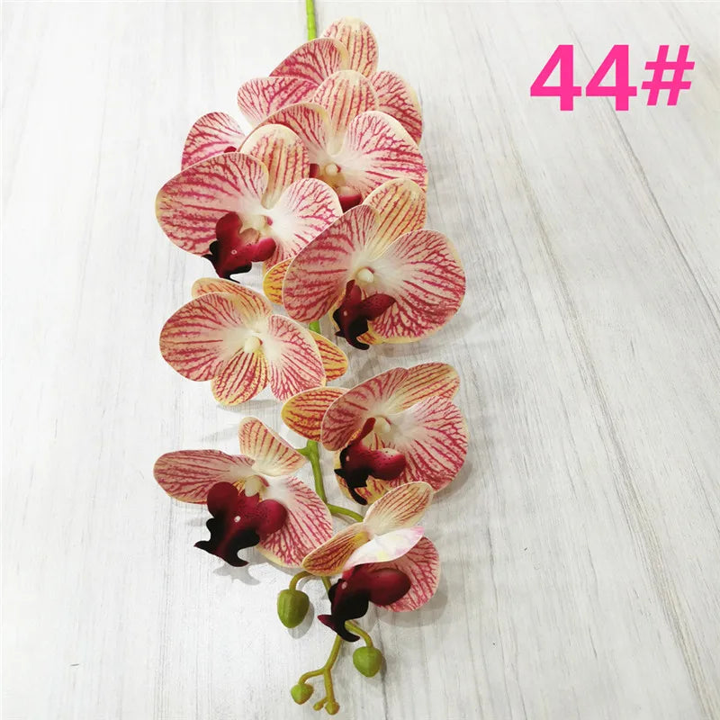 One Latex Butterfly Orchid Flowers 9 Heads Real Touch Good Quality Artificial Phalaenopsis Orchid