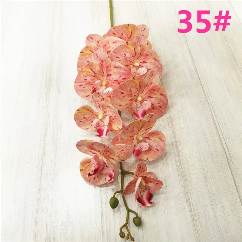 One Latex Butterfly Orchid Flowers 9 Heads Real Touch Good Quality Artificial Phalaenopsis Orchid