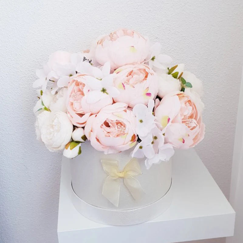 1Bunch European Crafted Peony Flowers Big Bouquet Silk Flowers Wedding Party Home Decoration Wreath DIY Scrapbooking