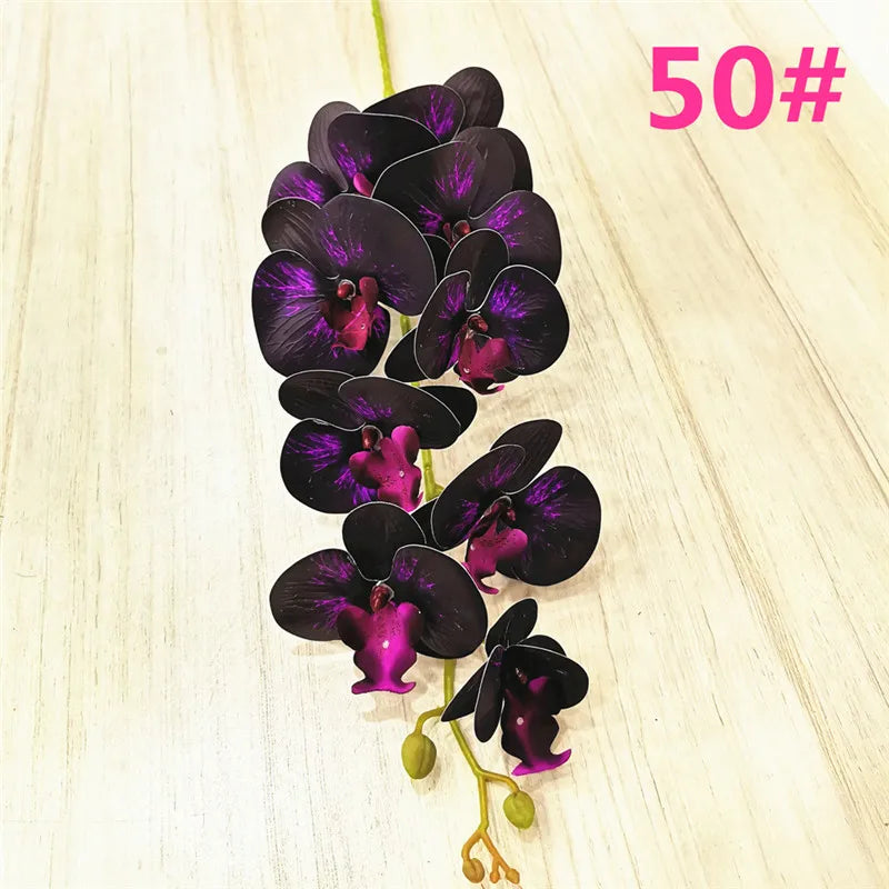 One Latex Butterfly Orchid Flowers 9 Heads Real Touch Good Quality Artificial Phalaenopsis Orchid