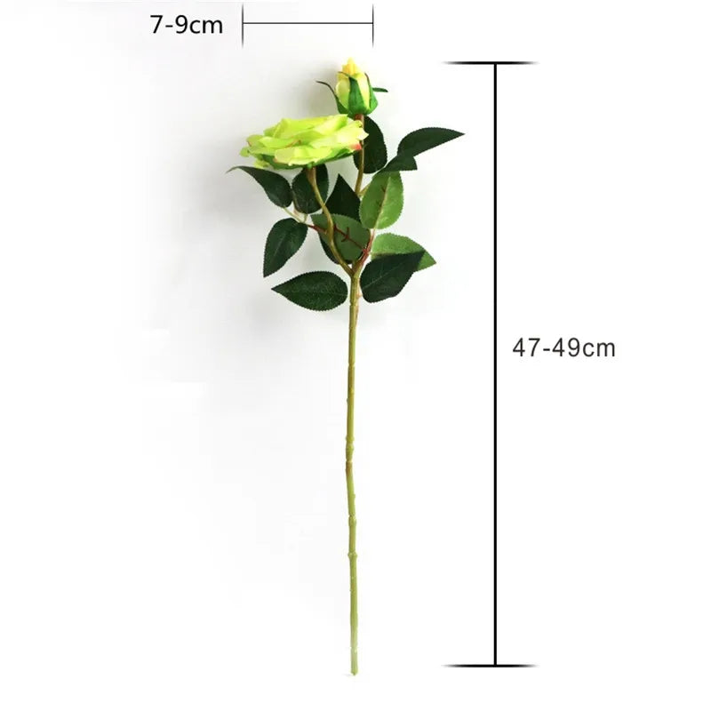 Single Rose Silk Flower Stem with Real Touch Rose Flowers Home Wedding Decoration Table