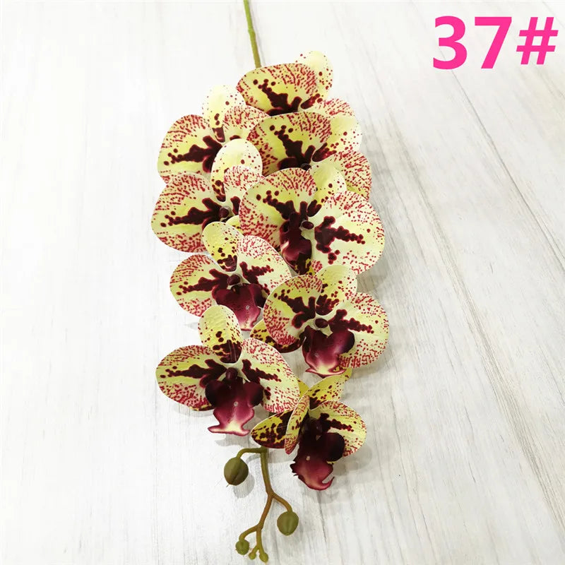 One Latex Butterfly Orchid Flowers 9 Heads Real Touch Good Quality Artificial Phalaenopsis Orchid