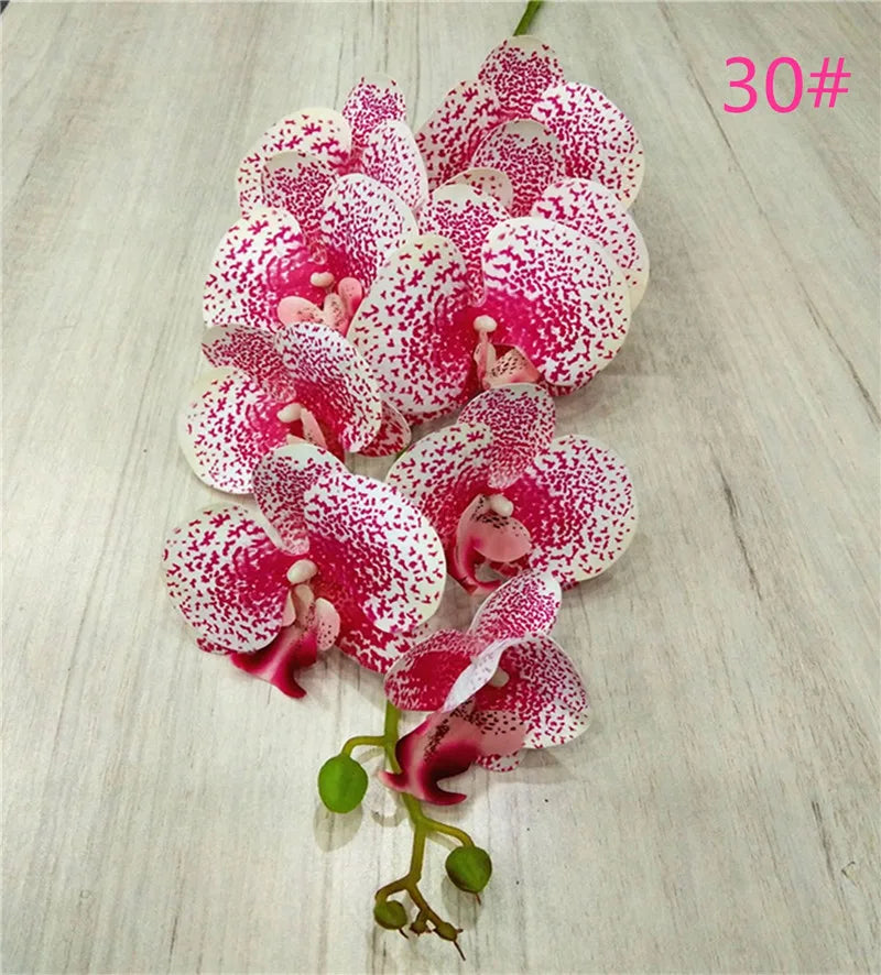 One Latex Butterfly Orchid Flowers 9 Heads Real Touch Good Quality Artificial Phalaenopsis Orchid