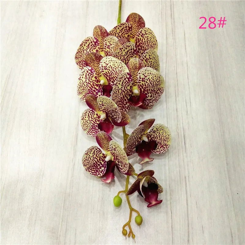 One Latex Butterfly Orchid Flowers 9 Heads Real Touch Good Quality Artificial Phalaenopsis Orchid