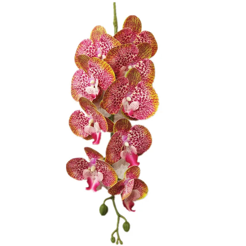 One Latex Butterfly Orchid Flowers 9 Heads Real Touch Good Quality Artificial Phalaenopsis Orchid