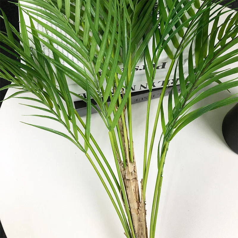 125cm Large Artificial Palm Tree Tropical Plants Branch Plastic Fake Leaves Green Monstera For Christmas Home Garden Room Decor