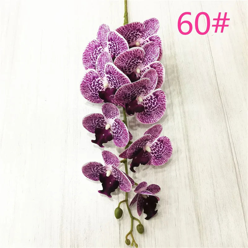 One Latex Butterfly Orchid Flowers 9 Heads Real Touch Good Quality Artificial Phalaenopsis Orchid