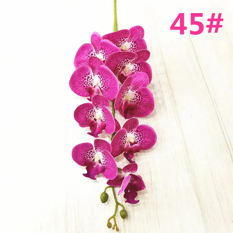 One Latex Butterfly Orchid Flowers 9 Heads Real Touch Good Quality Artificial Phalaenopsis Orchid