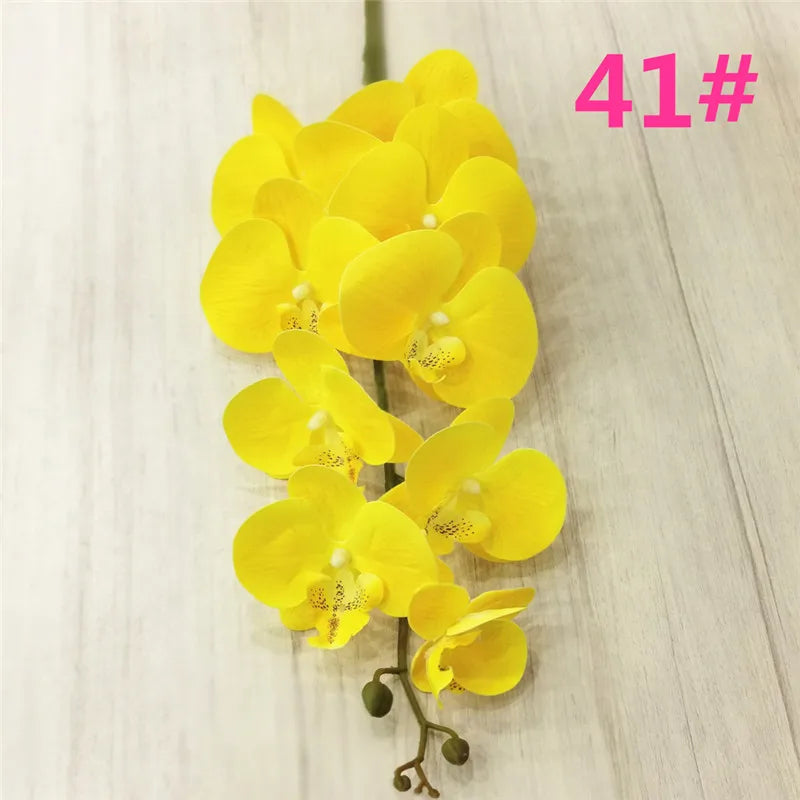 One Latex Butterfly Orchid Flowers 9 Heads Real Touch Good Quality Artificial Phalaenopsis Orchid
