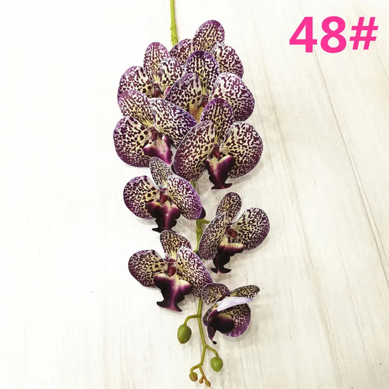 One Latex Butterfly Orchid Flowers 9 Heads Real Touch Good Quality Artificial Phalaenopsis Orchid