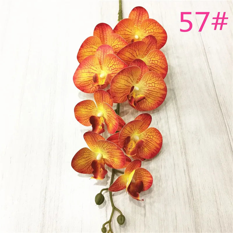 One Latex Butterfly Orchid Flowers 9 Heads Real Touch Good Quality Artificial Phalaenopsis Orchid