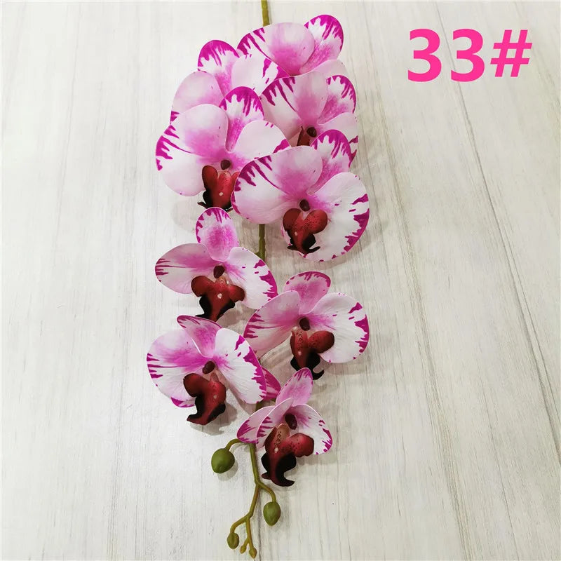 One Latex Butterfly Orchid Flowers 9 Heads Real Touch Good Quality Artificial Phalaenopsis Orchid
