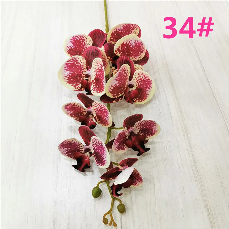 One Latex Butterfly Orchid Flowers 9 Heads Real Touch Good Quality Artificial Phalaenopsis Orchid