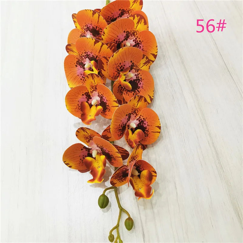 One Latex Butterfly Orchid Flowers 9 Heads Real Touch Good Quality Artificial Phalaenopsis Orchid
