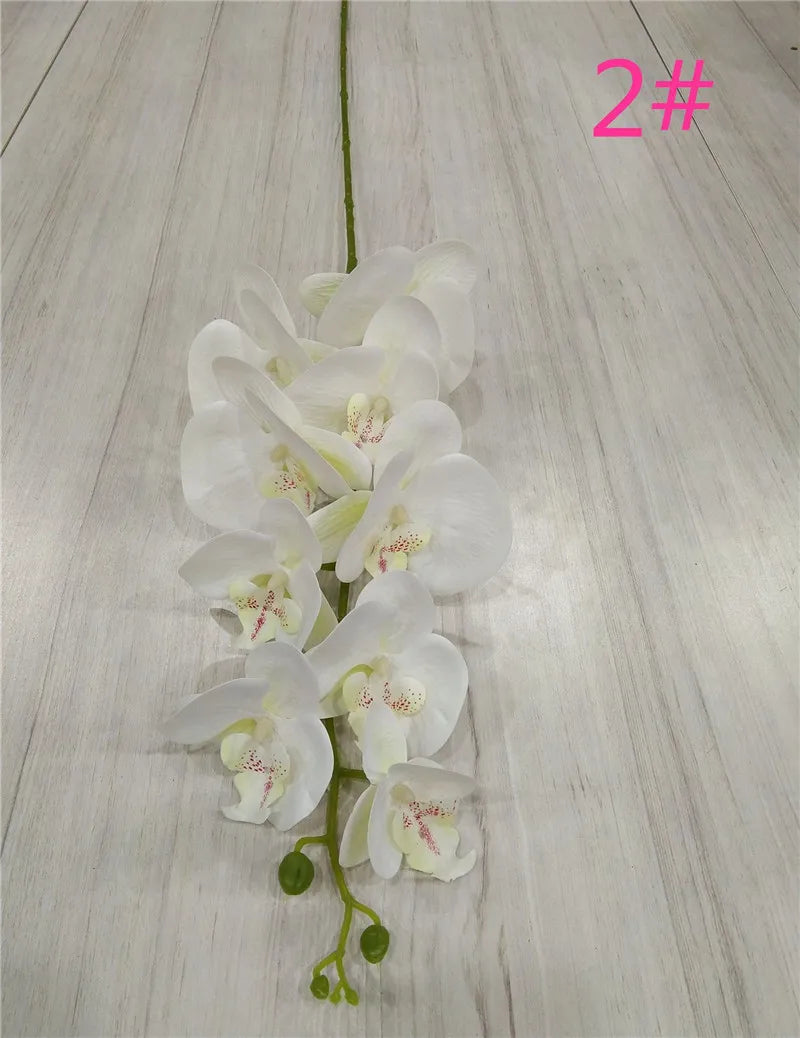 One Latex Butterfly Orchid Flowers 9 Heads Real Touch Good Quality Artificial Phalaenopsis Orchid
