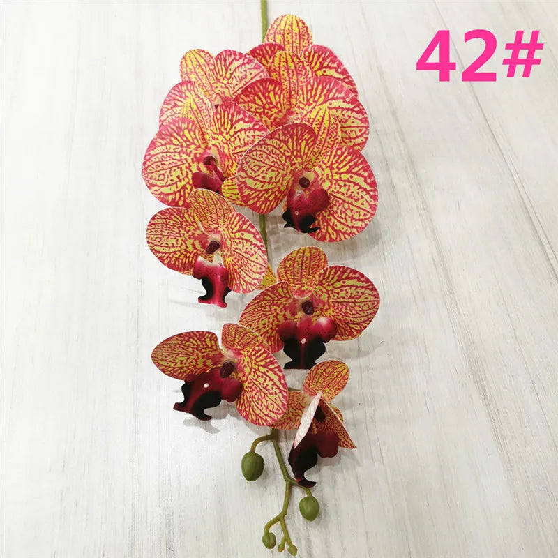 One Latex Butterfly Orchid Flowers 9 Heads Real Touch Good Quality Artificial Phalaenopsis Orchid