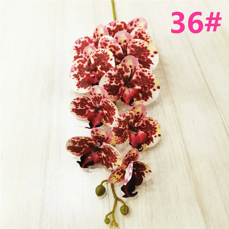 One Latex Butterfly Orchid Flowers 9 Heads Real Touch Good Quality Artificial Phalaenopsis Orchid