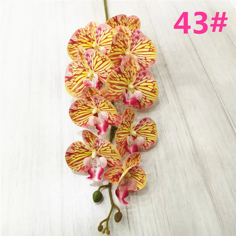 One Latex Butterfly Orchid Flowers 9 Heads Real Touch Good Quality Artificial Phalaenopsis Orchid