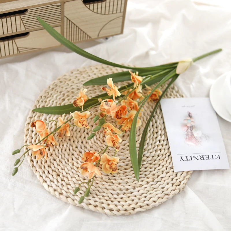 Artificial Orchids High Quality Touch Real Flower Bouquet Home Garden Decoration Fake Plants Wedding Decor Valentine's Day Gift